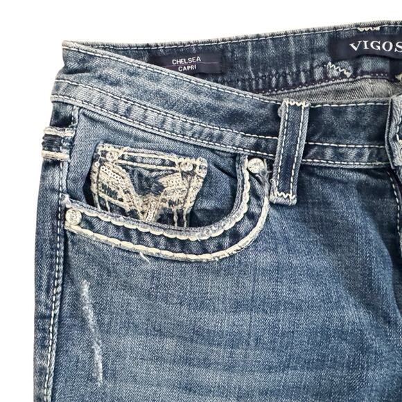 Vigoss Chelsea capri Jeans Women's size 3/4 size 4 Boho Festival Streetwear Crop - Picture 5 of 16